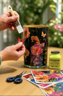Creatieve workshop: glazen vaas decoreren met decoupage